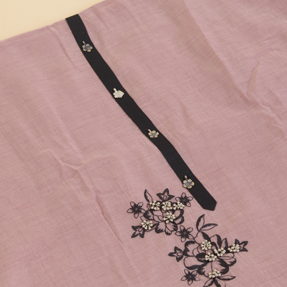 Dusty Pink Fine Chanderi Resham Embroidered Kurta Set