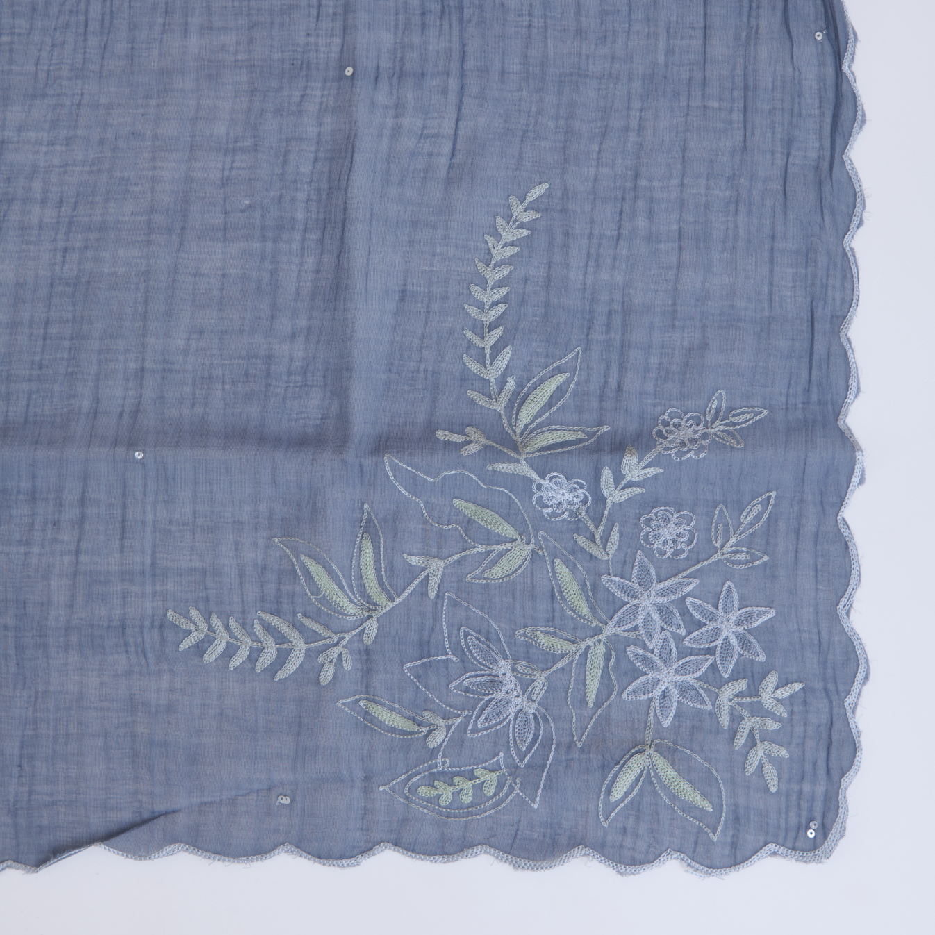 Dusty Blue Fine Chanderi Resham Embroidered Suit with Dupatta