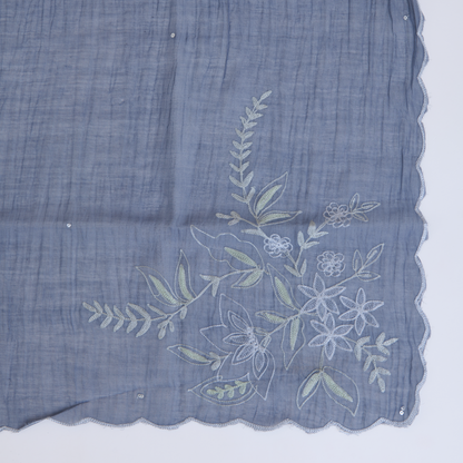 Dusty Blue Fine Chanderi Resham Embroidered Suit with Dupatta