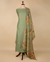 Dusty Green Chanderi Suit with Embroidery and Floral Digital Printed Dupatta