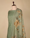 Dusty Green Fine Chanderi Embroidered Suit with Floral Dupatta