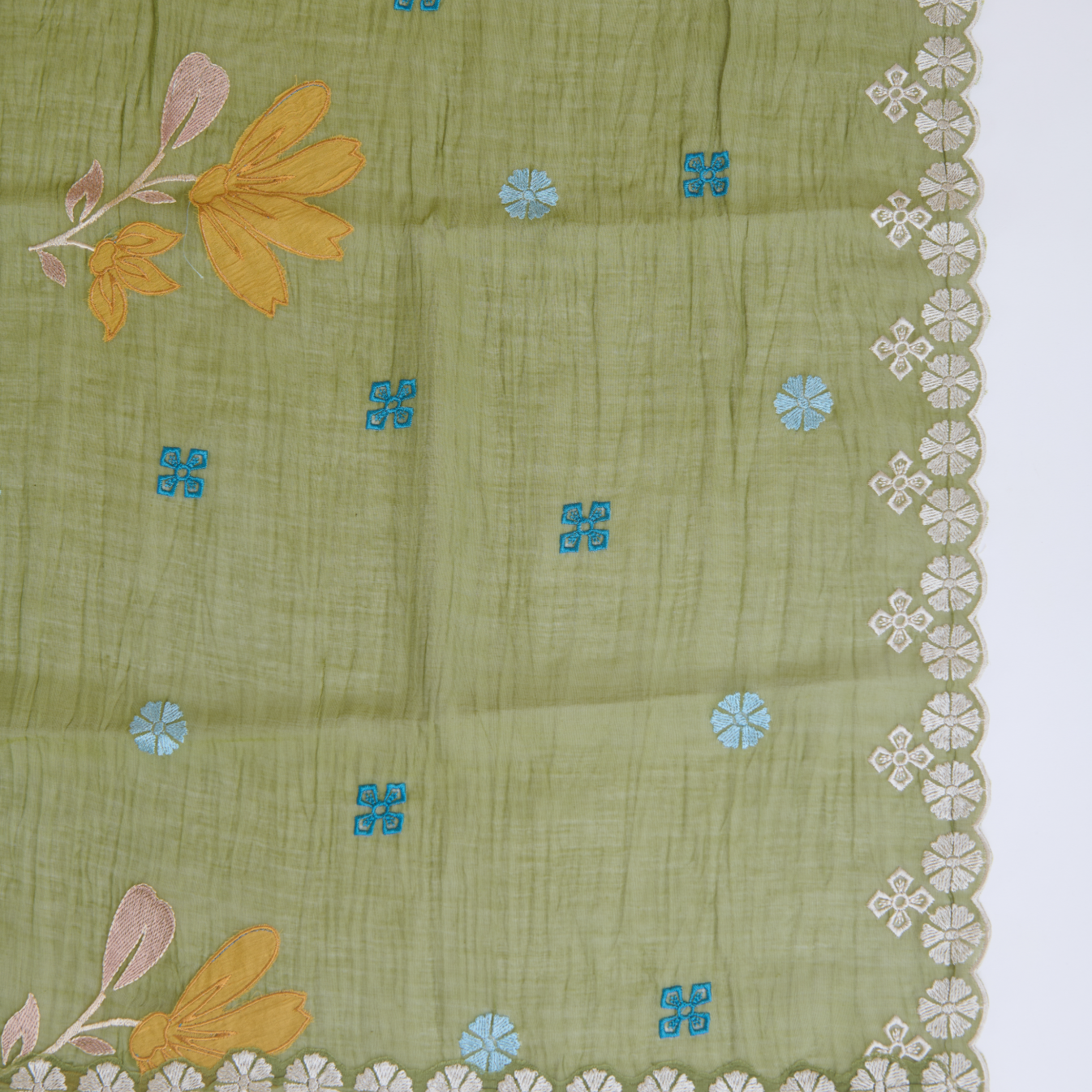 Forest Green Fine Chanderi Thread Embroidered Suit