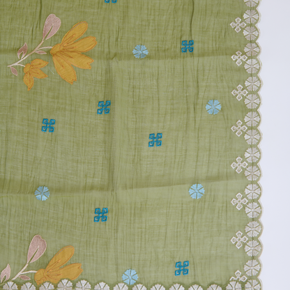 Forest Green Fine Chanderi Thread Embroidered Suit