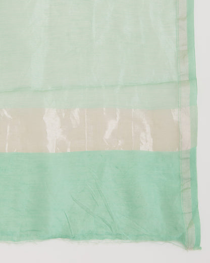 Green Mal Chanderi Appliqué Embroidered Suit Set