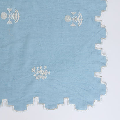 Grey Fine Chanderi Thread Embroidered Kurta with Dupatta