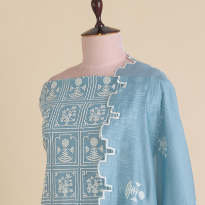 Grey Fine Chanderi Thread Embroidered Kurta with Dupatta