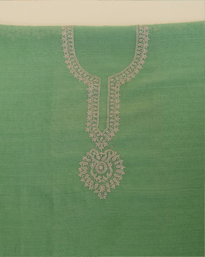 Green Mal Chanderi Kurta Set with Dori Work by Vandana