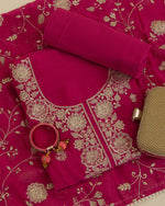 Hot Pink Mal Chanderi Kurta Set with Resham Embroidery & Butti Dupatta