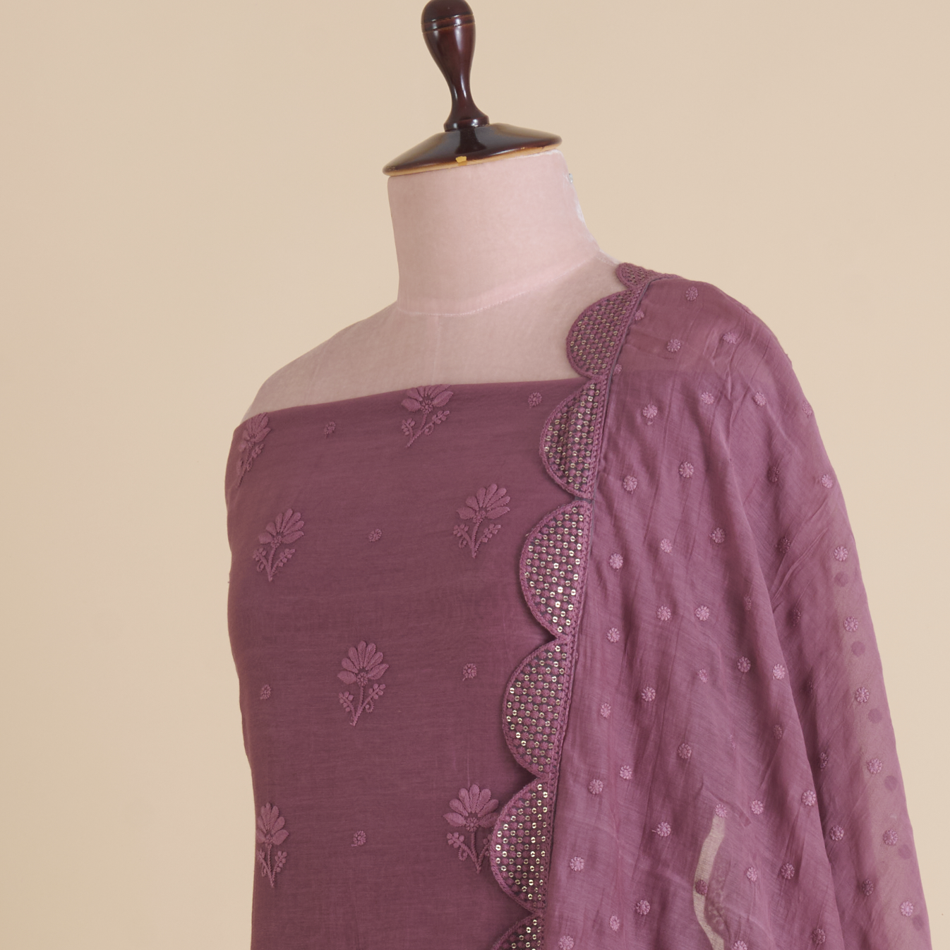 Jamuni Fine Chanderi Self Embroidered Buta Suit with Dupatta