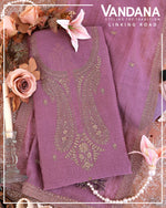 Lilac Fine Chanderi Gold Printed Suit with Zari Badla Work Dupatta