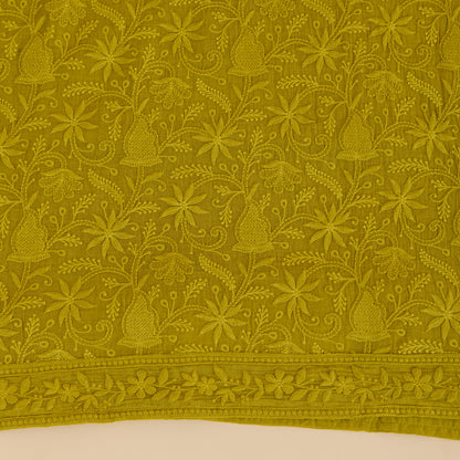 Lime Green Fine Chanderi Self Embroidered Jaal Suit