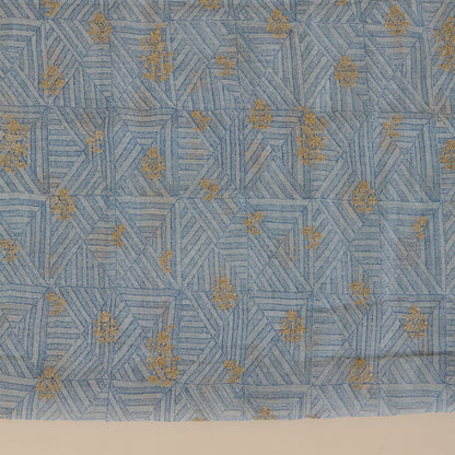 Light Blue Fine Chanderi Printed Kurta with Zari Buti & Badla Dupatta