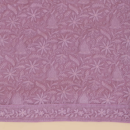 Lilac Fine Chanderi Self Embroidered Jaal Suit Set