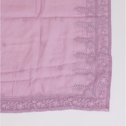 Lilac Fine Chanderi Self Embroidered Jaal Suit Set