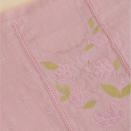 Light Pink Fine Chanderi Thread & Sequin Applique Embroidered Kurta Set
