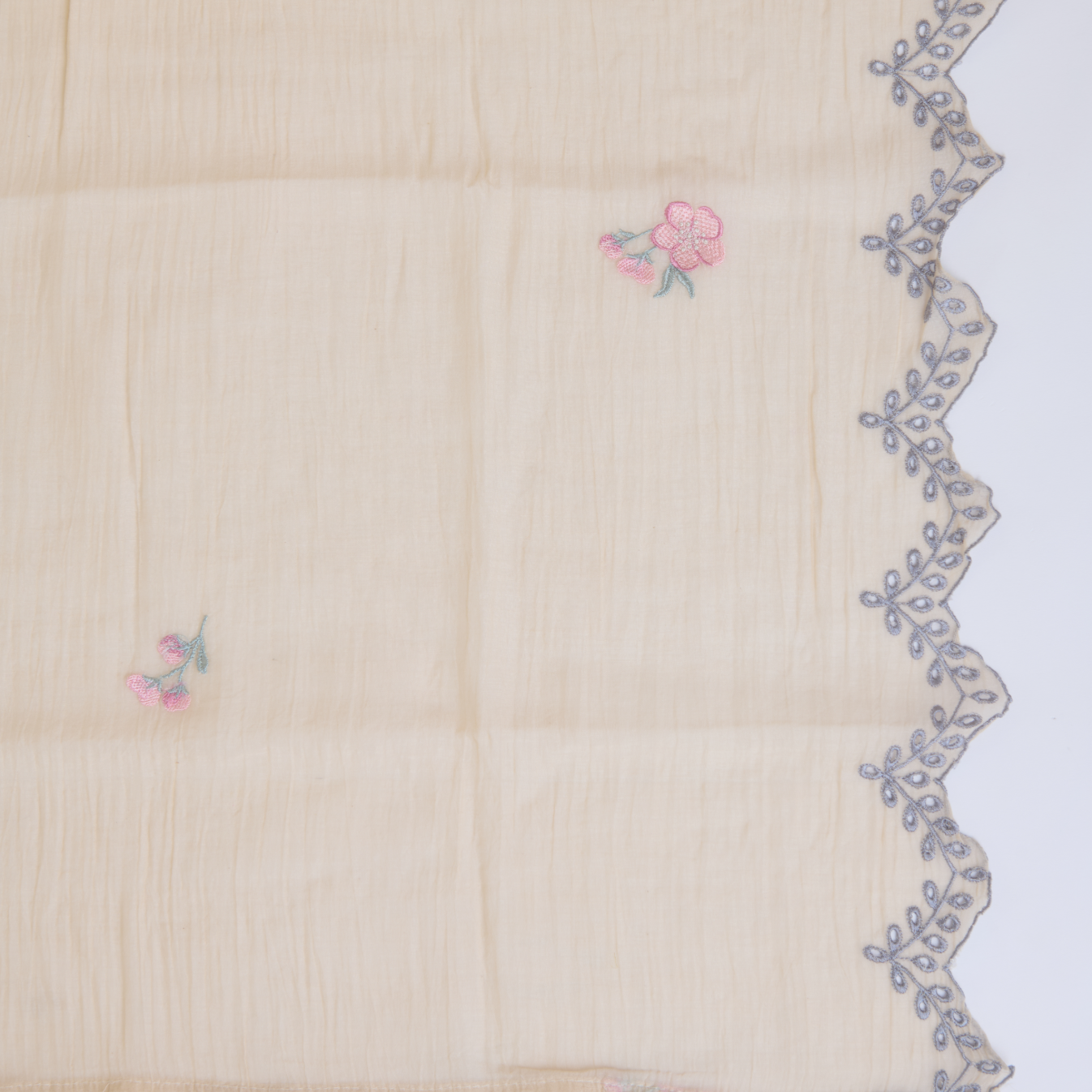 Light Beige Fine Chanderi Thread Hakoba Stone Embroidered Suit