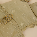 Light Beige Fine Chanderi Self Embroidered Buta Suit Set