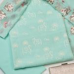 Mint Pichwai Embroidered Chanderi Kurta Set with Dupatta