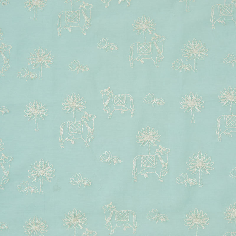 Mint Pichwai Embroidered Chanderi Kurta Set with Dupatta