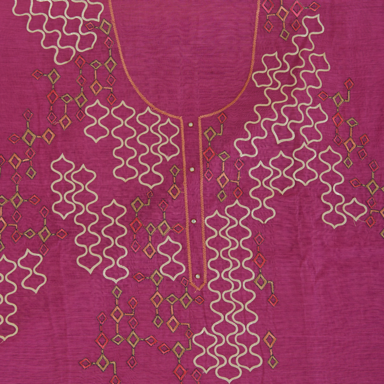 Magenta Fine Chanderi Thread & Zari Badla Embroidered Suit