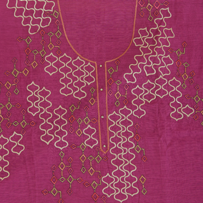 Magenta Fine Chanderi Thread & Zari Badla Embroidered Suit