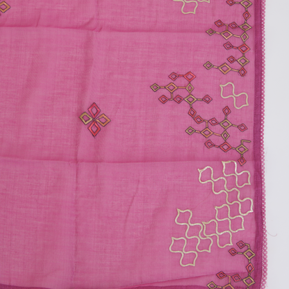 Magenta Fine Chanderi Thread & Zari Badla Embroidered Suit