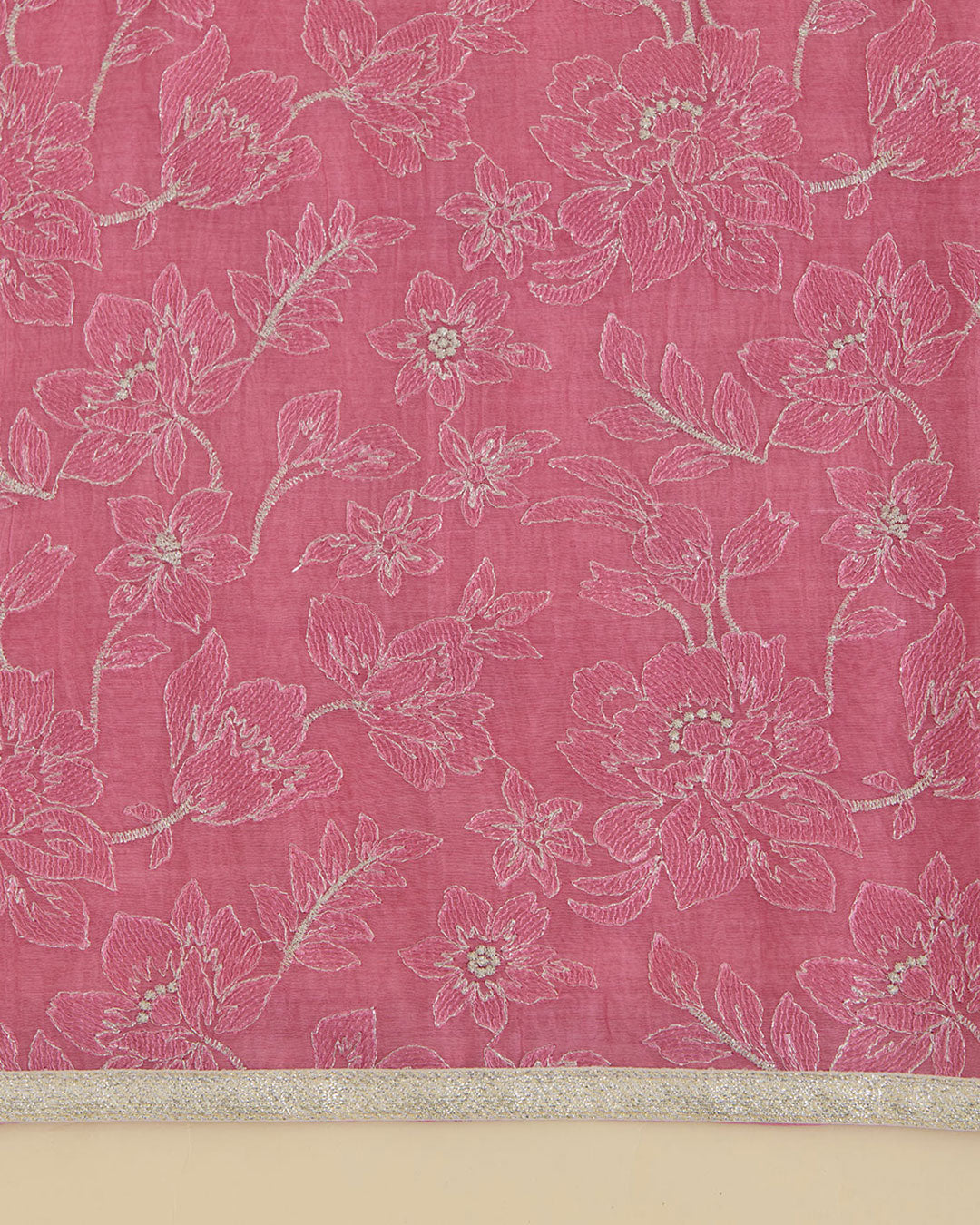 Onion Pink Mal Chanderi Embroidered Suit Set