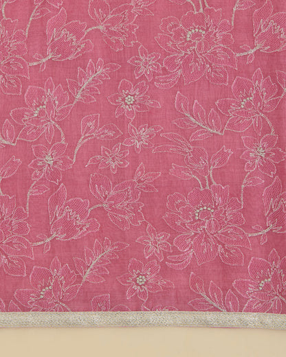 Onion Pink Mal Chanderi Embroidered Suit Set
