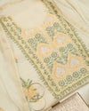 Off White Chanderi Multicolour Lucknowi Embroidered Suit Set (No Bottom)