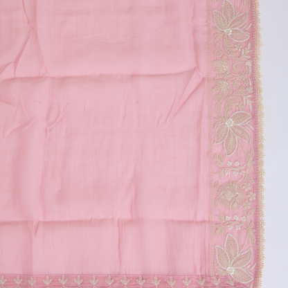 Onion Pink Fine Chanderi Dori Thread Jaal Embroidered Suit