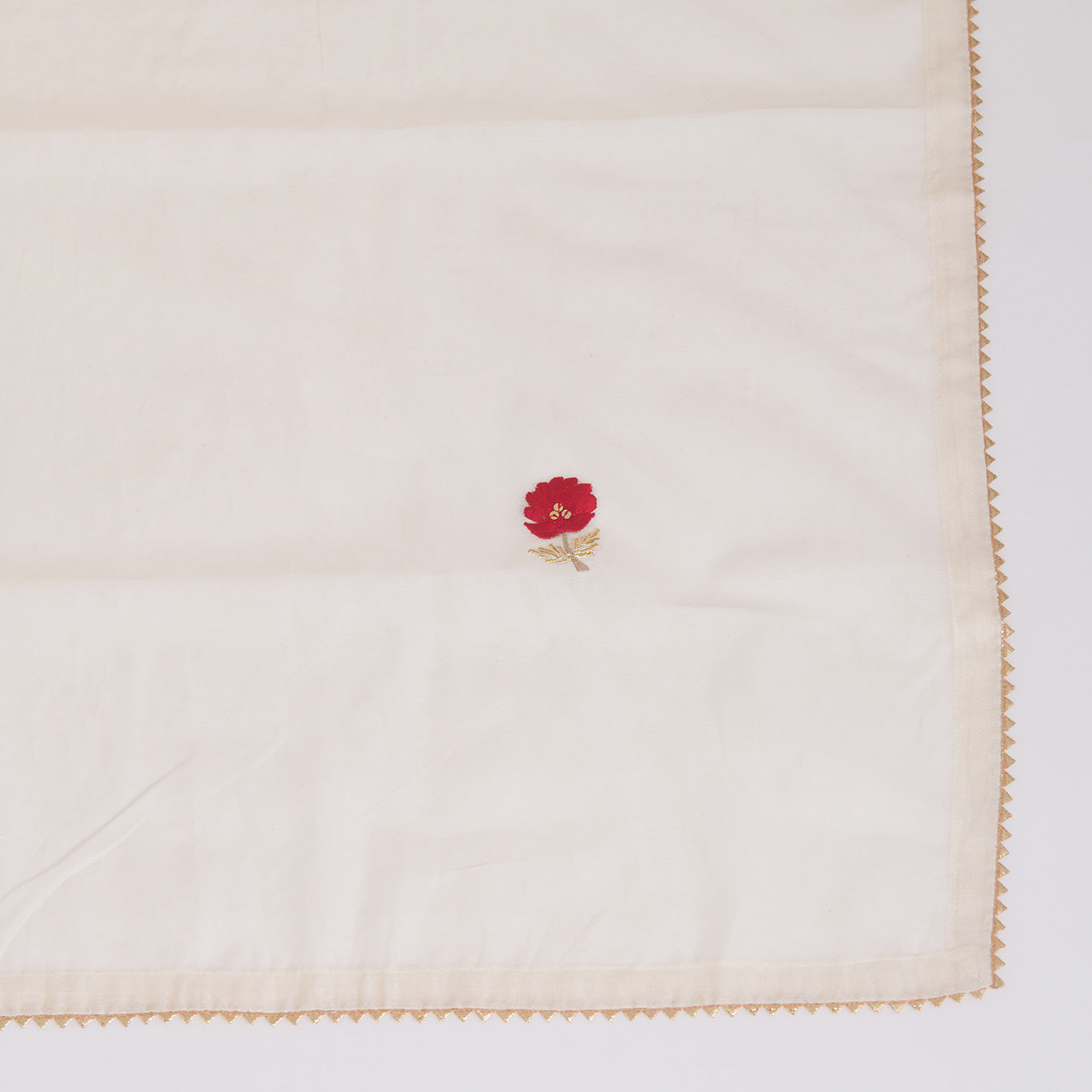 Off White Red Fine Chanderi Woven Suit with Embroidered Dupatta