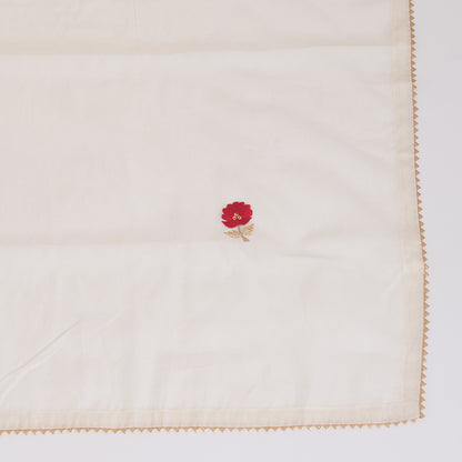 Off White Red Fine Chanderi Woven Suit with Embroidered Dupatta