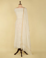 Off White Chanderi Lucknowi Embroidered Suit Set without Bottom