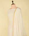 Off White Chanderi Lucknowi Embroidered Suit Set (No Bottom)