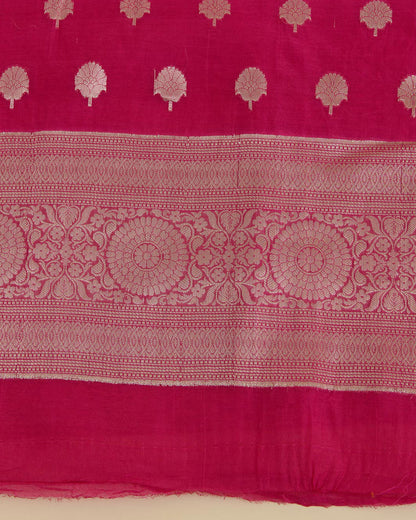 Pink Mal Chanderi Woven Motif & Butti Suit Set