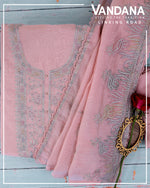 Peach Fine Chanderi Suit with Resham Zari Embroidery & Dupatta
