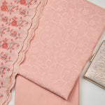 Peach Chanderi Kurta Set with Thread Embroidered Dupatta
