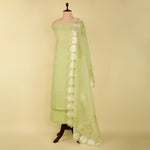 Pista Green Fine Chanderi Self Embroidered Suit with Printed Dupatta