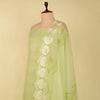 Pista Green Fine Chanderi Self Embroidered Suit with Printed Dupatta
