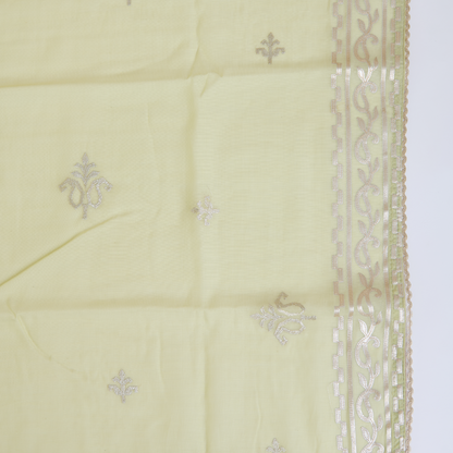 Pista Green Fine Chanderi Leather Embroidered Suit Set
