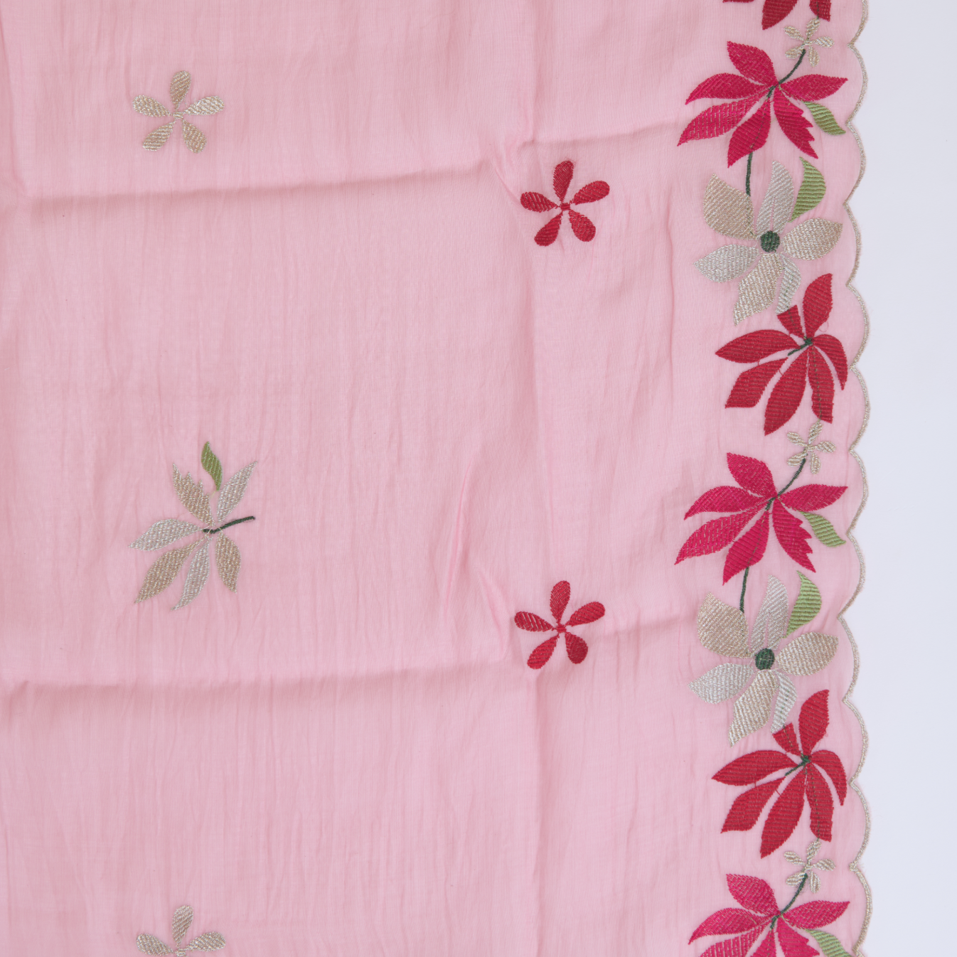 Pink Fine Chanderi Thread & Zari Embroidered Suit