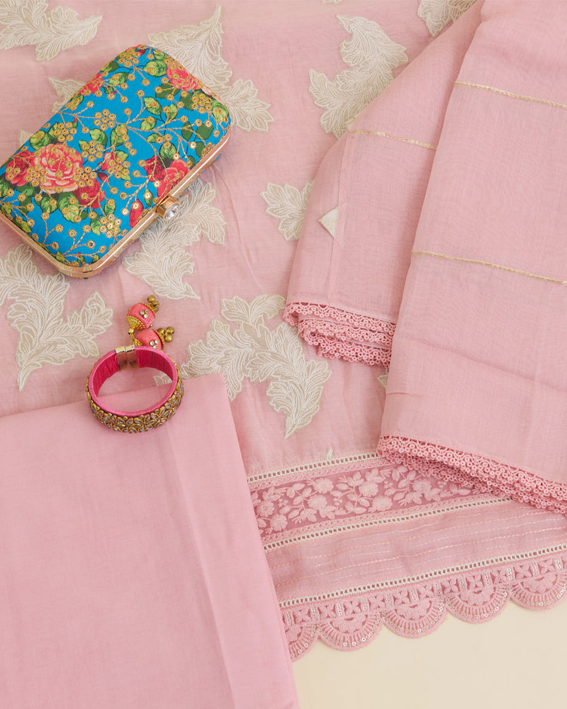 Lavender Chanderi Kurta with Applique & Gota Work, Matching Dupatta