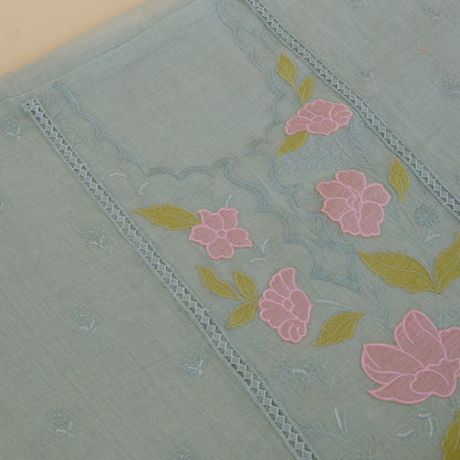 Sea Green Fine Chanderi Thread & Sequin Embroidered Kurta Set