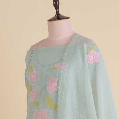 Sea Green Fine Chanderi Thread & Sequin Embroidered Kurta Set