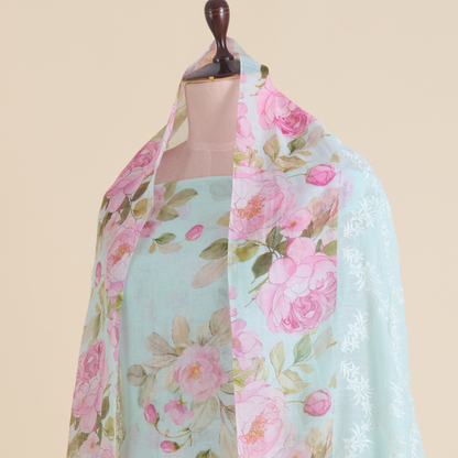 Sea Green Fine Chanderi Thread & Zari Embroidered Suit