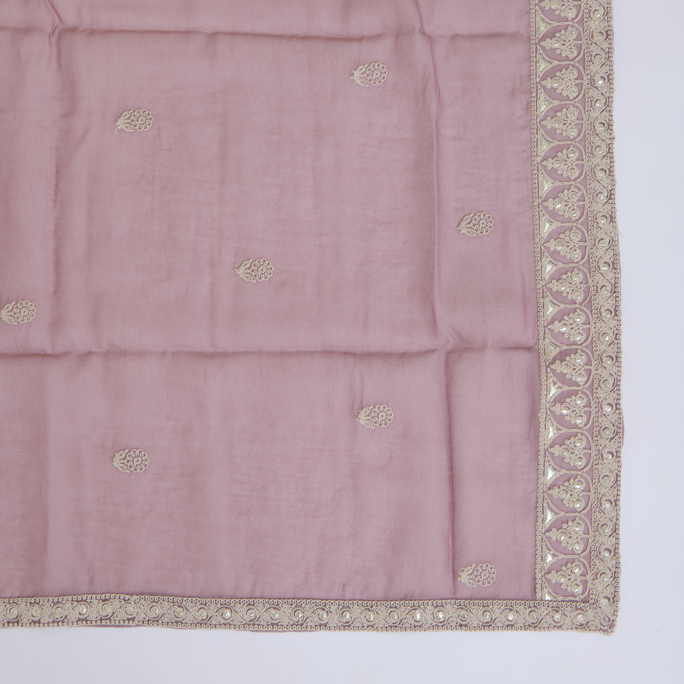 Dusty Mauve Fine Chanderi Resham Dori Zari Badla Suit
