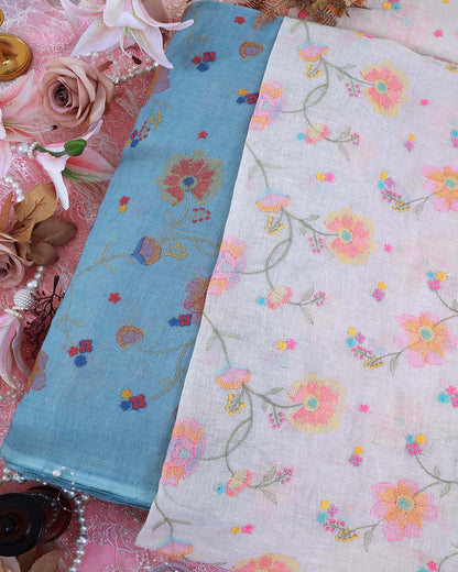 Gauze Linen Multi Thread Jaal Embroidery Fabric