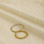 Beige Gauze Linen Resham Sequin Embroidery Stripes Buti Fabric