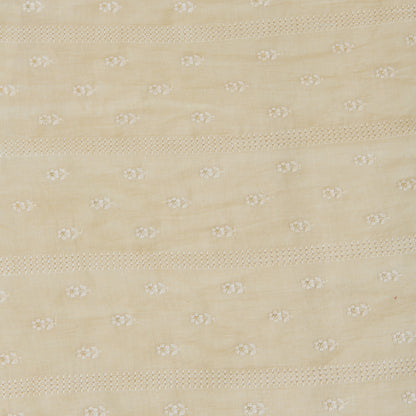 Beige Gauze Linen Resham Sequin Embroidery Stripes Buti Fabric