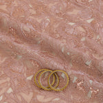 Dusty Pink Glass Tissue Cutwork Cutdana Sequin Embroidery Jaal Fabric